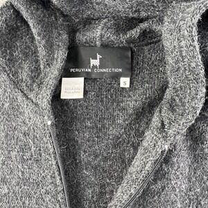 PERUVIAN CONNECTION Dark Gray Alpaca Zip Front Long Cardigan Sweater‎ Cozy Warm